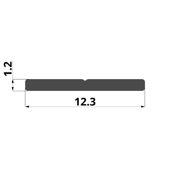 Imagen de Pletina de aluminio 12,3x1,2mm para perfil de aluminio para cerámica 12mm impermeable para pisar, 3 metros