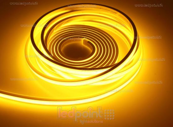 Imagen de Tira de led 5m amarillo dorado 2025 264leds/m 24V 12W/m, IP67 silicona sólida blanco