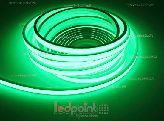 Imagen de Tira de led 5m verde 2025 264leds/m 24V 12W/m, IP67 silicona sólida blanco