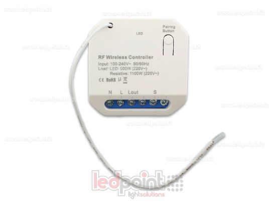 Imagen de Controlador monocromático 110/240V, 500W RF 433Mhz, con botón On/Off (no regulable)
