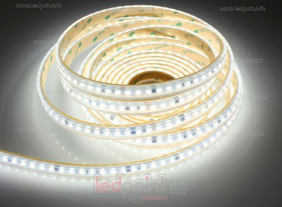 Imagen de Tira de led 5m led blanco 4000K 3step 2835 120leds/m 230V 16,5W/m, IP65 tubo de silicona extruído bordes llenos interior vacío