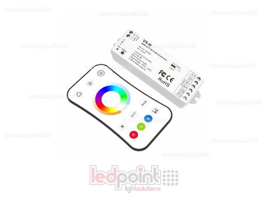 Imagen de Kit mando a distancia + controlador RGBCCT 12/24 V, 5 canales*3 A, máx. 15,5 A, RF 2,4 G