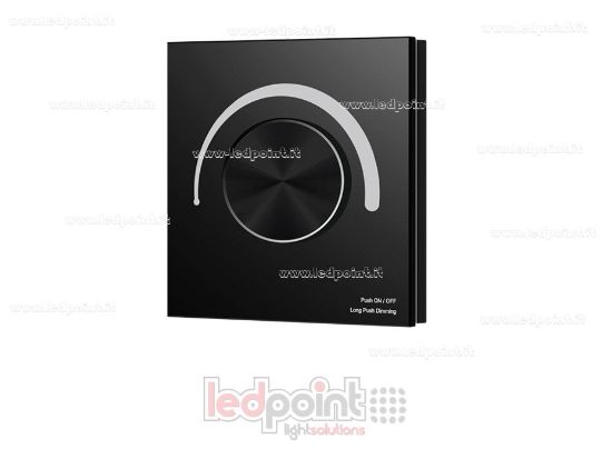 Imagen de Mando a distancia negro para pared Triac dimmer 86x86 mm con rueda, 1 canal*1,2 A