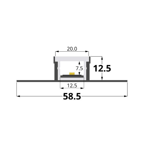 Imagen de Perfil de aluminio para cerámica 12mm impermeable para pisar, 3 metros