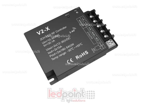 Imagen de Receptor controlador 2 canales*15A, 12-36V, RF 2.4G