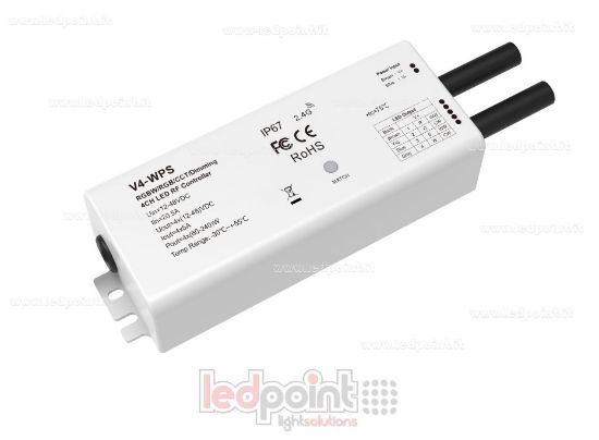 Imagen de Receptor controlador RGBW IP67 $12/48\text{V}$, $4\text{ch} \times 5\text{A}$, RF $2,4\text{G}$