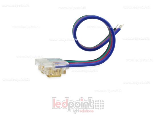 Imagen de Conector con cable de 10cm, para tiras LED y COB de PCB de 10mm, 4 pins, versión reducida transparente