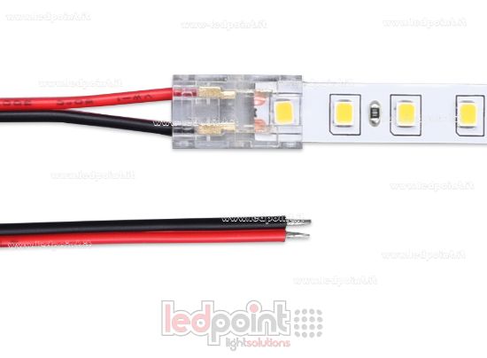 Imagen de Conector con cable de 10cm, para tiras LED y COB de PCB de 8mm, 2 pines, versión reducida transparente