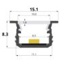 Imagen de Perfil en aluminio empotrado 15x8mm