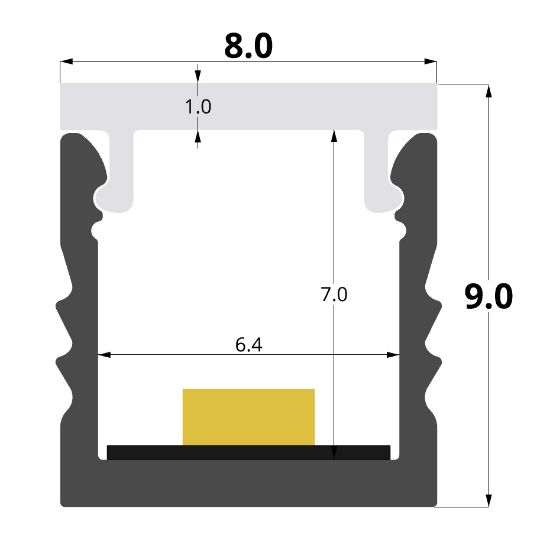 Imagen de Perfil en aluminio empotrado 8x9mm