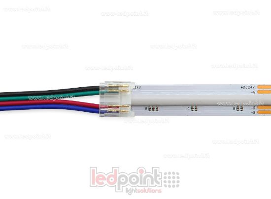 Imagen de Conector con cable de 10cm, para tiras LED y COB de PCB de 10mm, 4 pins, versión reducida transparente