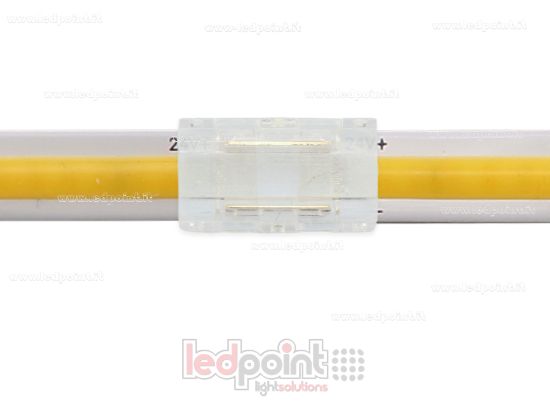 Imagen de Conector transparente de 2 pines para la unión de tiras COB con PCB de 8mm