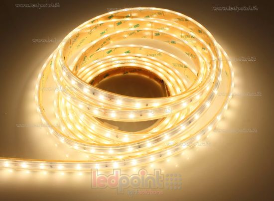 Imagen de Tira de led 5m blanco cálido 3000K 3step 2835 60led/m Honglitronic 24V 14,4W/m IP65 tubo de silicona extruído bordes llenos interior vacío