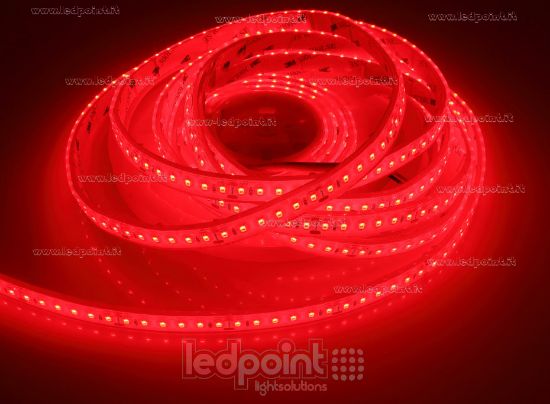 Imagen de Tira de led 5m roja 2835 120led/m 24V 13,3W/m, IP67 silicona sólida trasparente