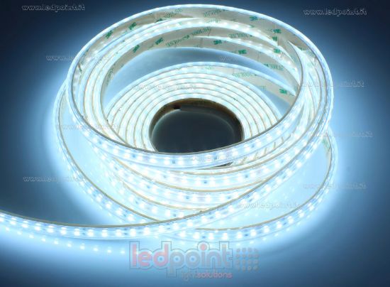 Imagen de Tira de led 5m blanco frío 6500K 3step 2835 120led/m 24V 9,6W/m, IP65 tubo de silicona extruído bordes llenos interior vacío