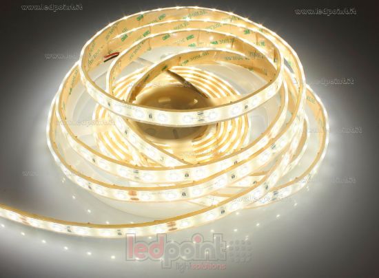 Imagen de Tira led 5m blanco 4000K 2835 60led/m Honglitronic 24V 14,4W/m, IP67 silicona sólida transparente