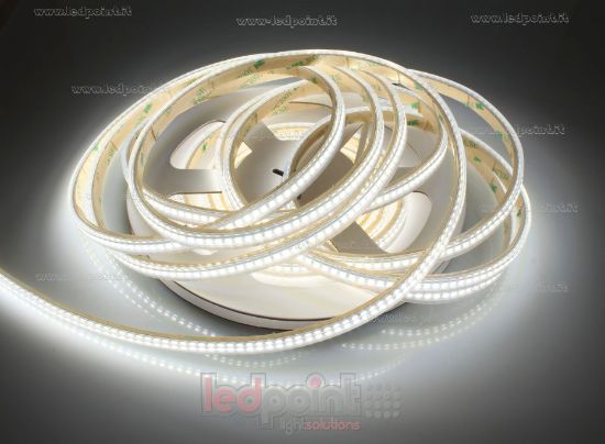 Imagen de Tira de led 5m blanco 4000K 3step 2835 240led/m 24V 9,6W/m, PCB 6mm, IP65 tubo de silicona extruído bordes llenos interior vacío