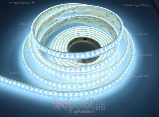 Imagen de Tira de led 5m blanco frío 6500K 3step 2835 120led/m 24V 14,4W/m, IP65 tubo de silicona extruído bordes llenos interior vacío