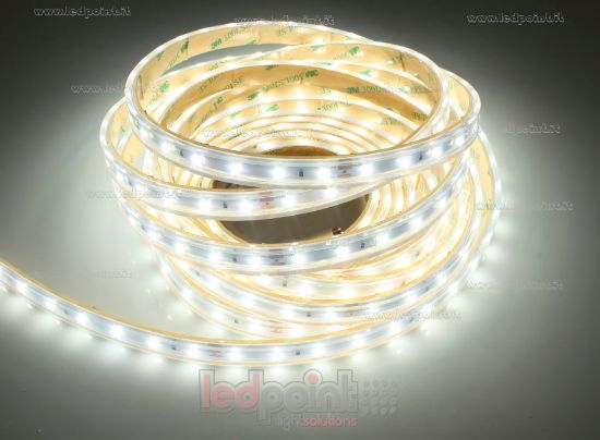 Imagen de Tira de led 5m blanco 4000K 3step 2835 60led/m Honglitronic 24V 14,4W/m, IP65 tubo de silicona extruído bordes llenos interior vacío