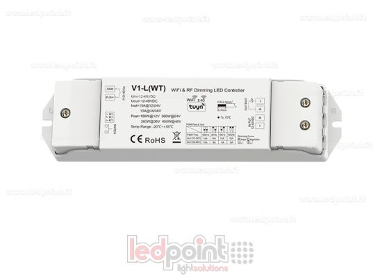 Imagen de Receptor regulador monocromático con botón, Wi-Fi y RF, 1 canal * 15 A, 12/24 V, o 1 canal * 10 A, 36/48 V, RF 2,4 GHz