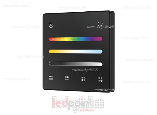 Imagen de Mando a distancia de pared RGB + CCT a pilas, negro, 4 zonas RF 2,4 GHz