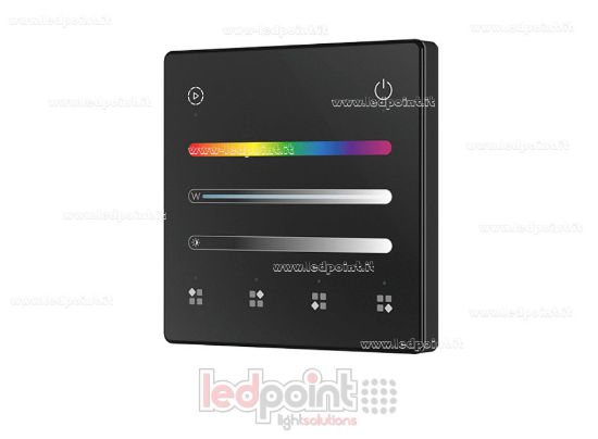 Imagen de Mando a distancia de pared RGB/RGBW a pilas, negro, 4 zonas, RF 2,4 GHz