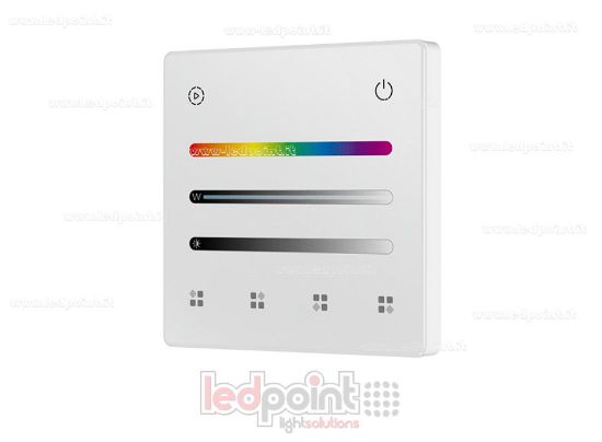 Imagen de Mando a distancia de pared RGB/RGBW a pilas, blanco, 4 zonas, RF 2,4 GHz