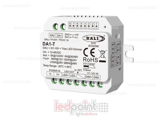 Imagen de Regulador DALI-2 0/1-10V y Triac, 1 canal, 8A, 12-48V DC, tensión constante