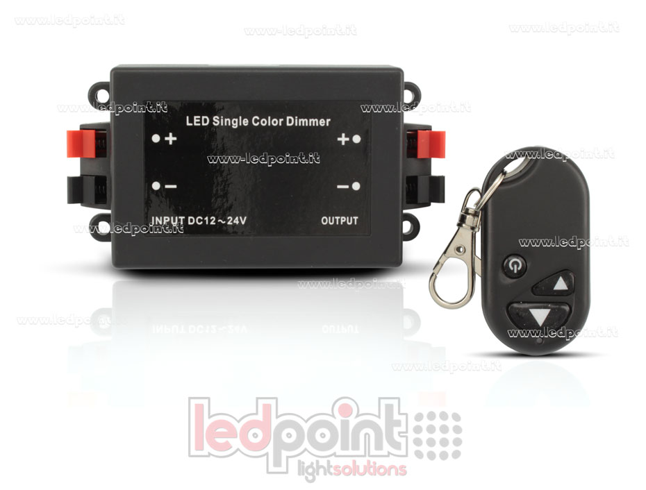 Dimmer para tiras de led con mando RF, 12~24V 8A 8COM00002