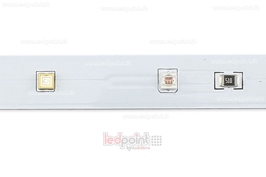 Barra de aluminio 28cm  con 6 led UV-C 275nm 3535 + 1 led rojo 660nm 3535, 0,7A max A2802-UVC660-071IC.7