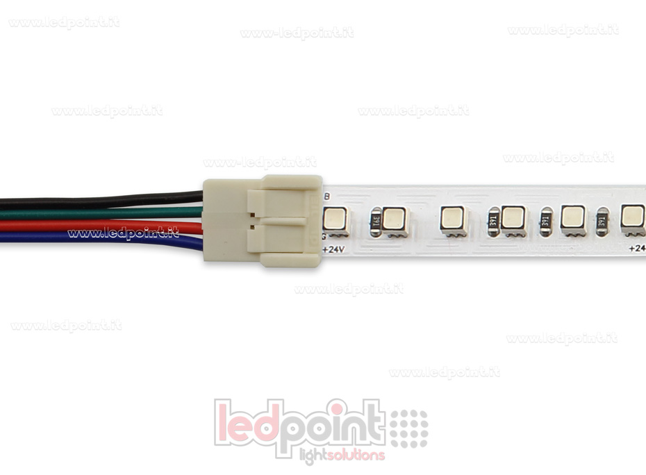Conector doble con cable de 14cm, 20 AWG, para tiras de led RGB 5050 y 3535 (PCB 10mm), versión reducida C5R-CST-W14-CST-S1