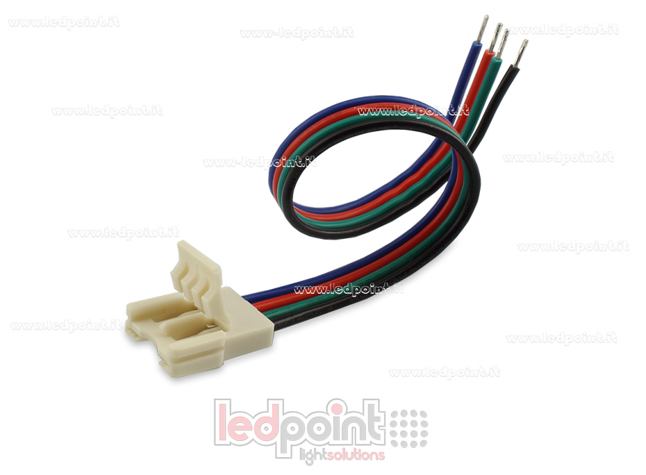 Conector con cable de 14cm para tiras de led RGB (PCB 10mm), versión reducida. Ideal para tiras led de alta densidad, hasta 120led/m C5R-CST-W14-s1