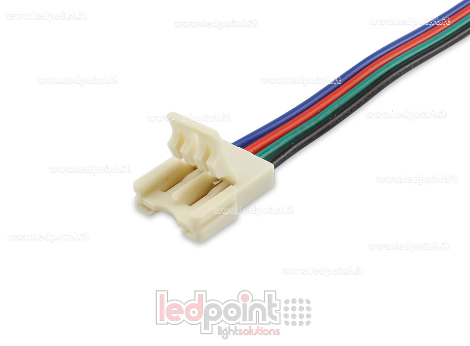 Conector con cable de 14cm para tiras de led RGB (PCB 10mm), versión reducida. Ideal para tiras led de alta densidad, hasta 120led/m C5R-CST-W14-s1