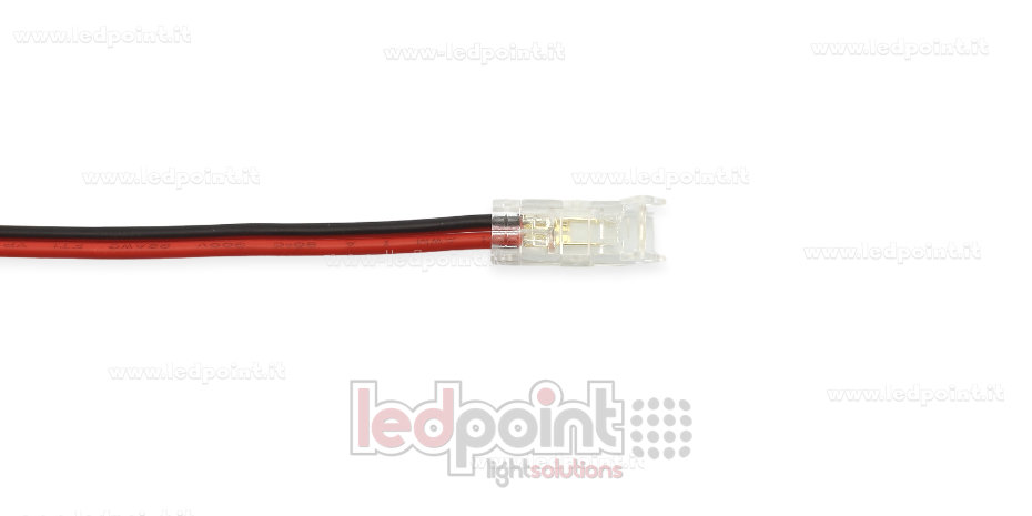 Conector con cable de 10cm, para tiras LED y COB de PCB de 5mm, 2 pines, versión reducida transparente CC052R-AST-W10 Conector con cable de 10cm, para tiras LED y COB de PCB de 5mm, 2 pines, versión reducida transparente CC052R-AST-W10