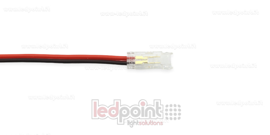 Conector con cable de 10cm, para tiras LED y COB de PCB de 5mm, 2 pines, versión reducida transparente CC052R-AST-W10 Conector con cable de 10cm, para tiras LED y COB de PCB de 5mm, 2 pines, versión reducida transparente CC052R-AST-W10