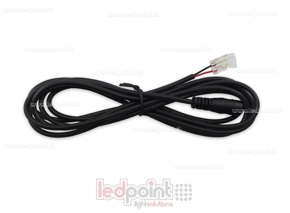 Conector transparente de 2 pines con cable de 2m con salida DC para tiras LED y COB con PCB de 8mm, versión reducida - Ideal para tiras LED de alta densidad CC082R-AST-W200D