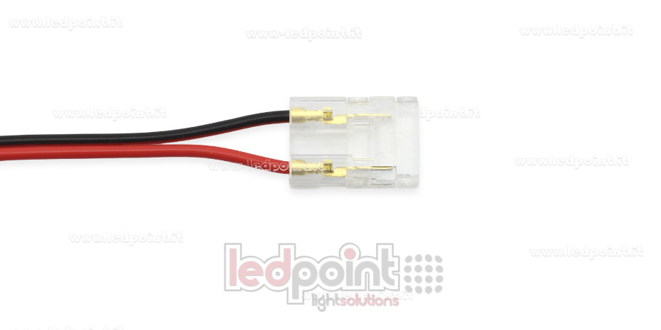 Conector con cable de 10cm, para tiras LED y COB de PCB de 10mm, 2 pines, versión reducida transparente CC102R-AST-W10 Conector con cable de 10cm, para tiras LED y COB de PCB de 10mm, 2 pines, versión reducida transparente CC102R-AST-W10