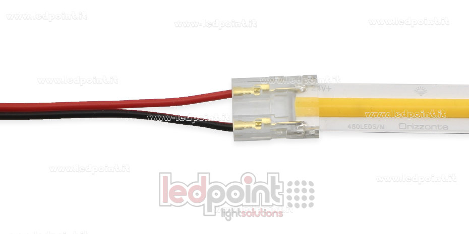Conector con cable de 10cm, para tiras LED y COB de PCB de 10mm, 2 pines, versión reducida transparente CC102R-AST-W10 Conector con cable de 10cm, para tiras LED y COB de PCB de 10mm, 2 pines, versión reducida transparente CC102R-AST-W10
