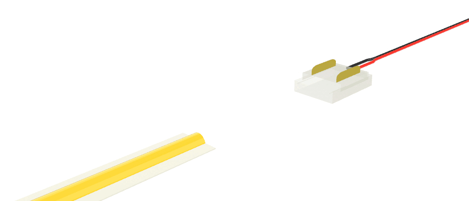 Conector con cable de 10cm, para tiras LED y COB de PCB de 5mm, 2 pines, versión reducida transparente CC052O-AST-W10 Conector con cable de 10cm, para tiras LED y COB de PCB de 5mm, 2 pines, versión reducida transparente CC052O-AST-W10