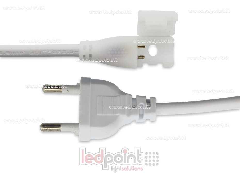 Conector con cable de 20cm y clavija para tiras de led COB 230V PCB 8mm CM-230-CCO-W20-H8