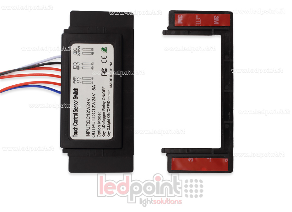 Switch táctil monocromático blanco y azul para espejo  con función de desempañado, 5A 12-24V CT-MON-05-TC02