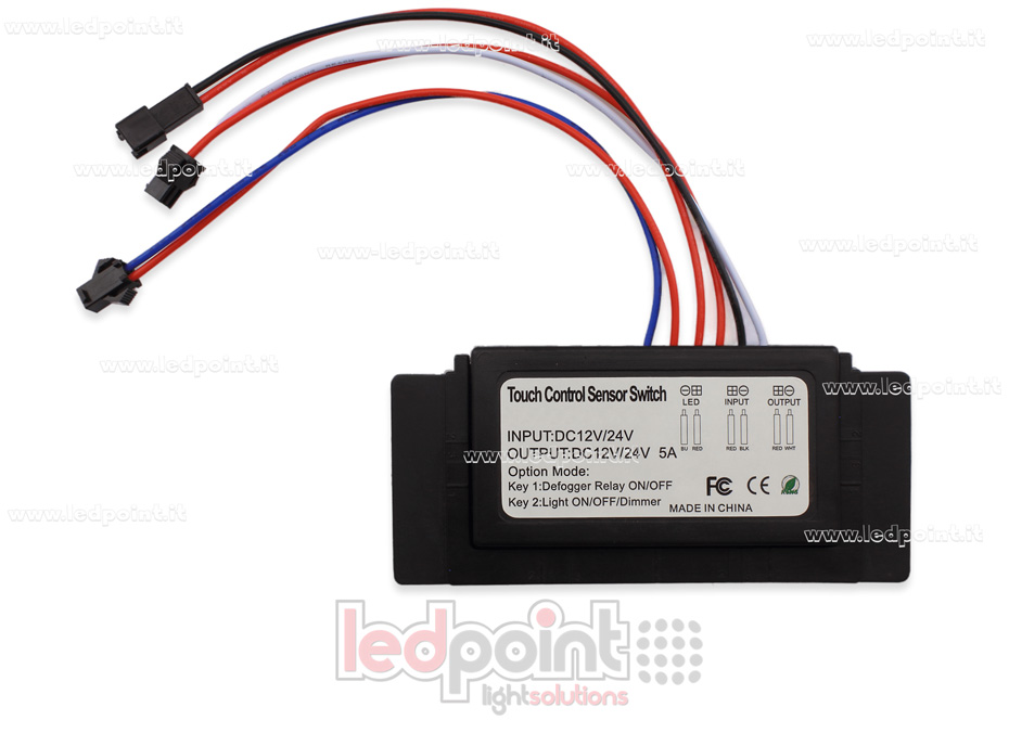 Switch táctil monocromático blanco y azul para espejo  con función de desempañado, 5A 12-24V CT-MON-05-TC02