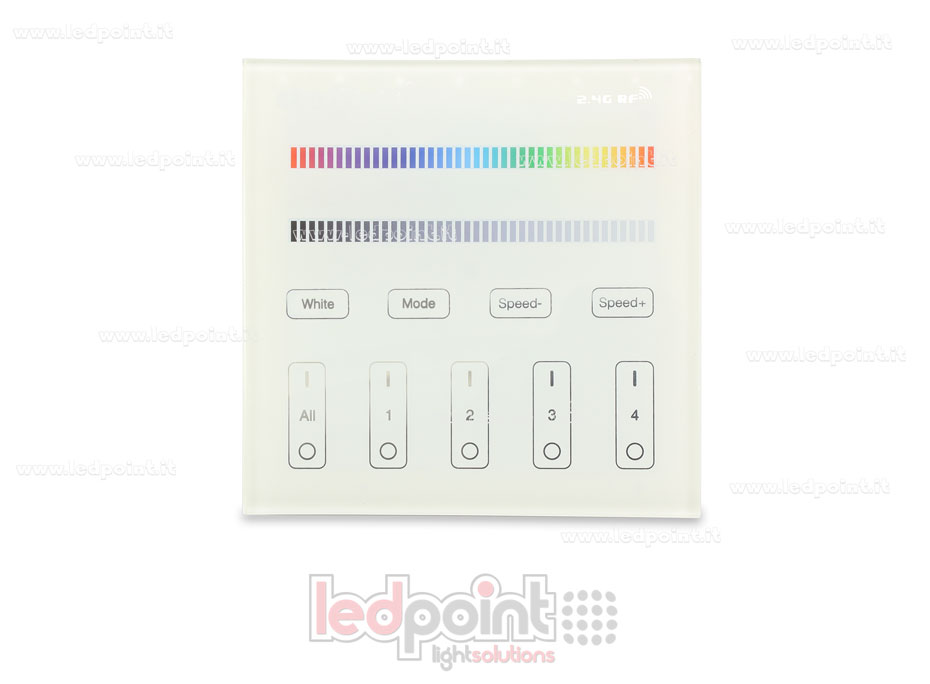 Telecomando da parete 86x86mm RGB e RGBW 4 zone RF2.4G CTR-RGBW-P8640-RF241