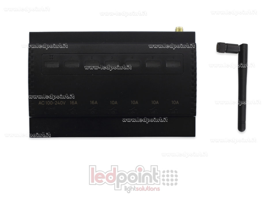 Controlador de 6 canales (2*16 A + 4*10 A) con contacto seco, 4*500 W + 2*1000 W, 220 V, RF 433 MHz EB-ERC101-U Controlador de 6 canales (2*16 A + 4*10 A) con contacto seco, 4*500 W + 2*1000 W, 220 V, RF 433 MHz EB-ERC101-U