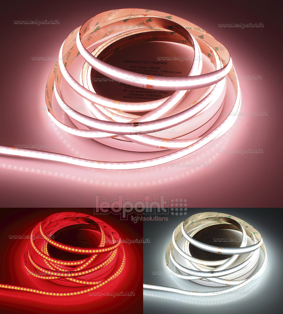 Tira de led COB 24V IP20 4000K 392+392led/m F52-R400-784OR2