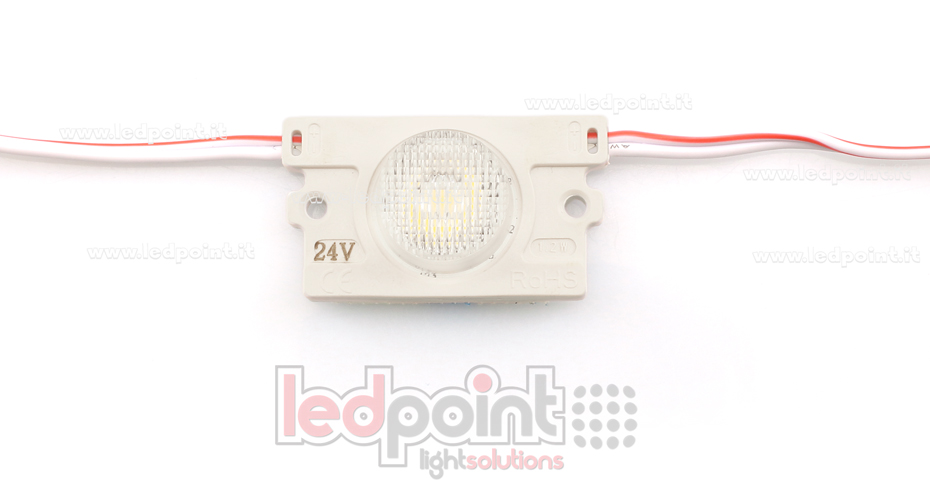 Módulo led 2835, 1,4W 24V, blanco cálido 3000K, IP65 con lente 18°*50° ModD-300-01832/1.4