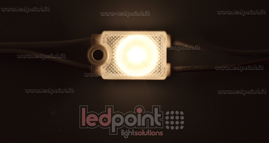 Módulo led 2835, 0,5W 24V, blanco cálido 3000K, IP65 con lente 175° ModD-300-01832