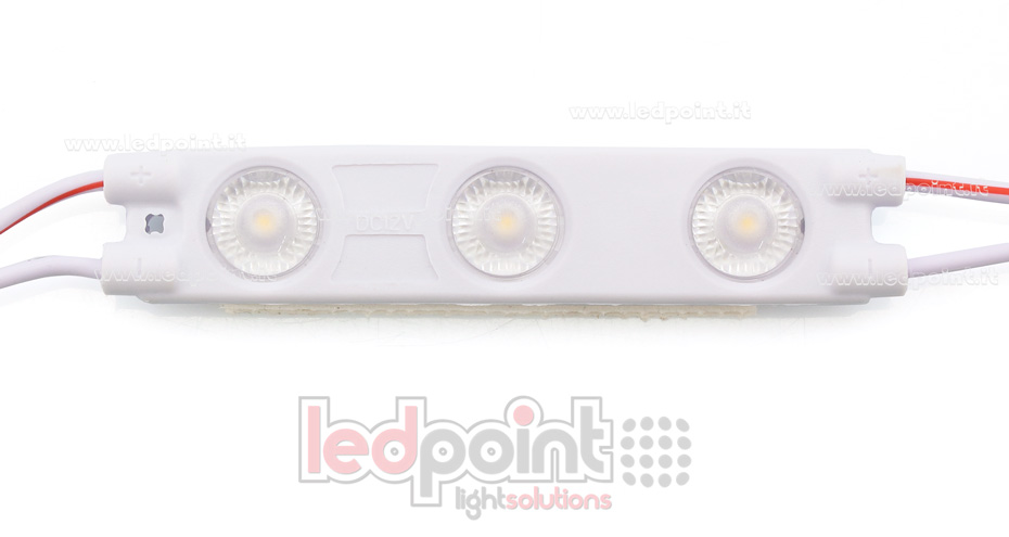 Módulo 3 led 2835, 1,2W 12V, blanco cálido 3000K, IP65 con lente 165° ModD-300-03821 Módulo 3 led 2835, 1,2W 12V, blanco cálido 3000K, IP65 con lente 165° ModD-300-03821