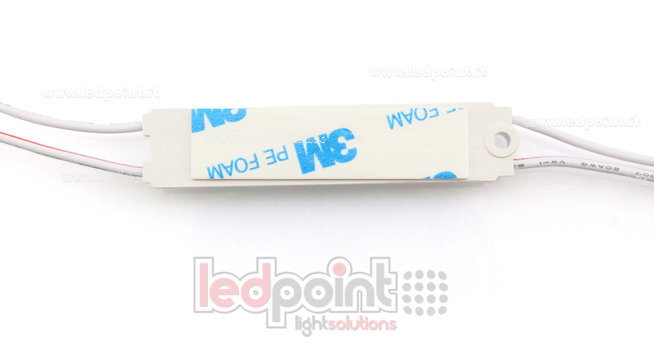 Módulo 3 led 2835,  1,08W 24V, blanco cálido 3000K, IP65 con lente 175° ModD-300-03832