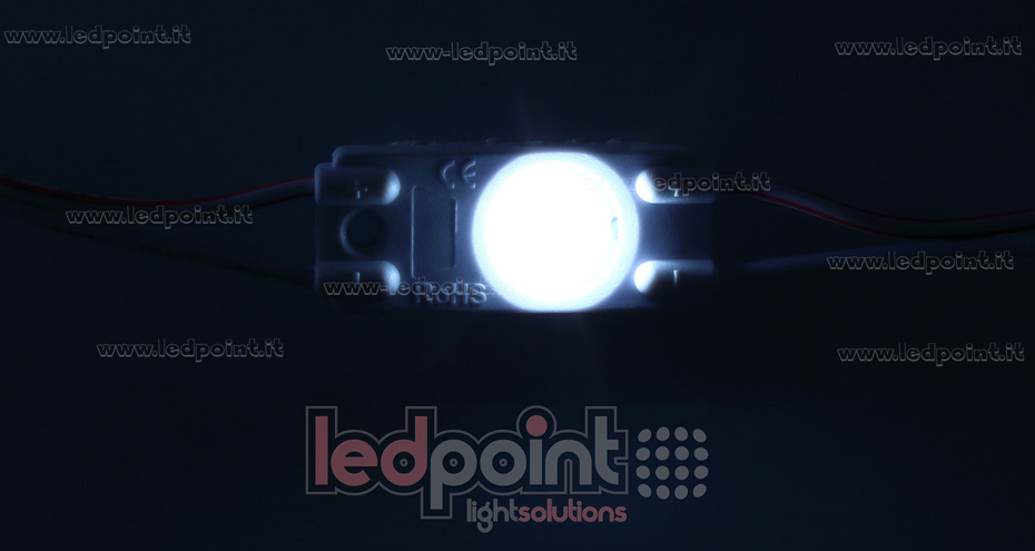 Módulo led 2835, 0,5W 12V, blanco frío 6000-6500K, IP65 con lente 165° ModD-600-01821